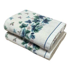 Vintage 1997 RARE Laura Ashley “Ashbourne” Floral Bath Towels Set Of 2